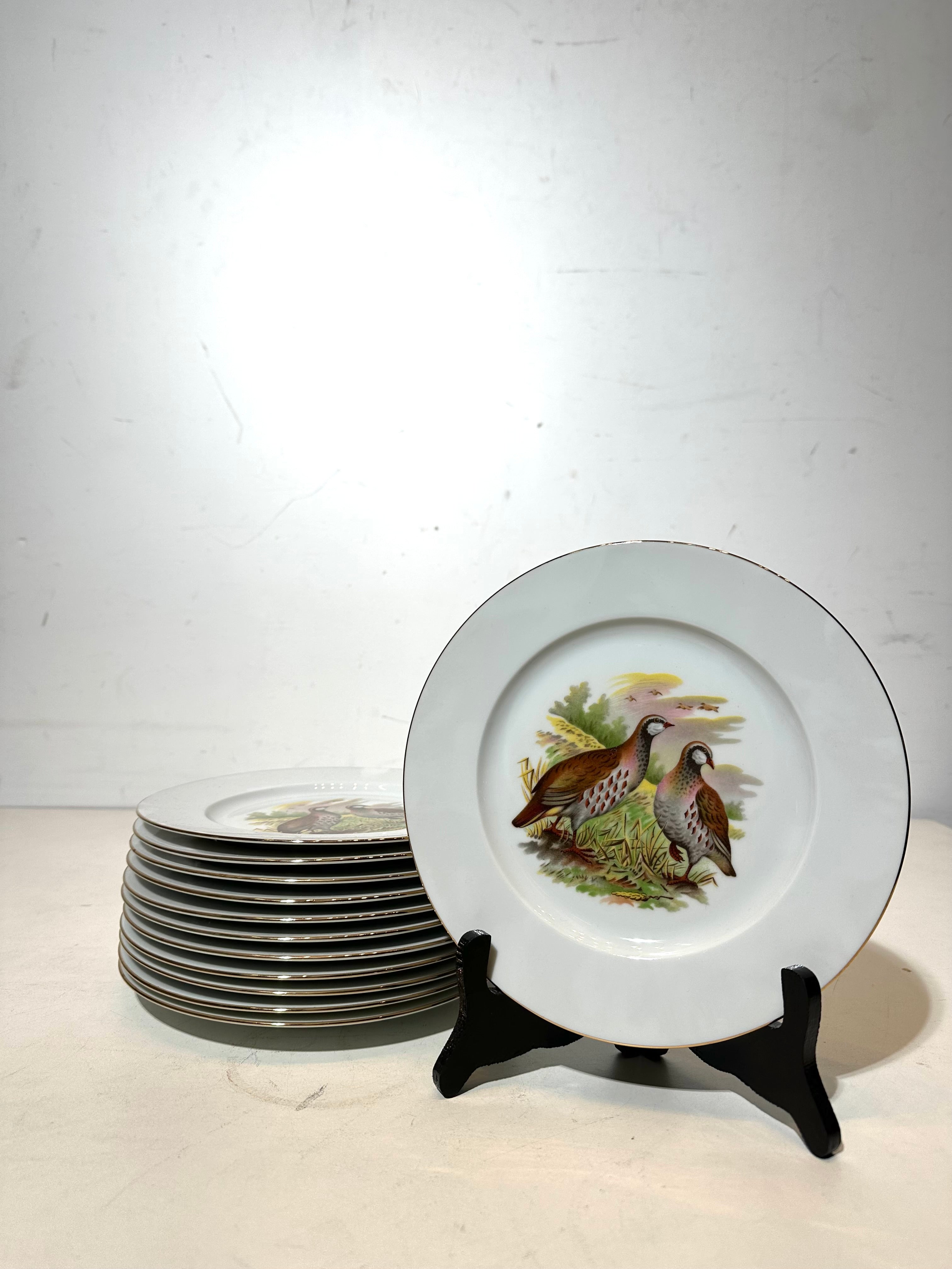 Set of 12 Limoges wild plates – Hand Decorated – Ø 21,5 cm
