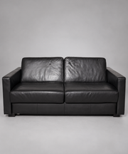 Black Leather 2-Seater Sofa Bed by Linea B