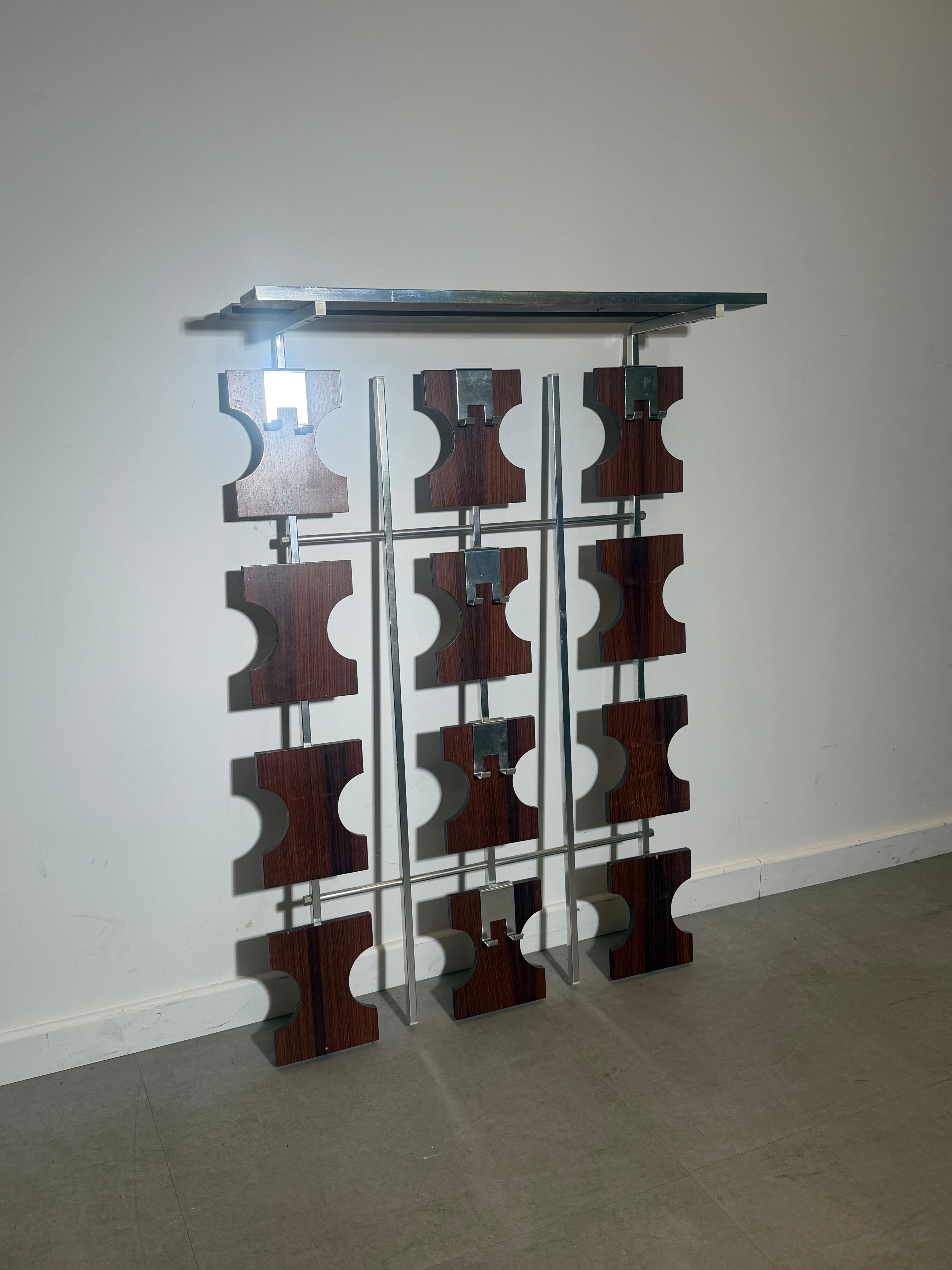 Vintage West German Rosewood & Chrome Coat Rack – 1960s/70s