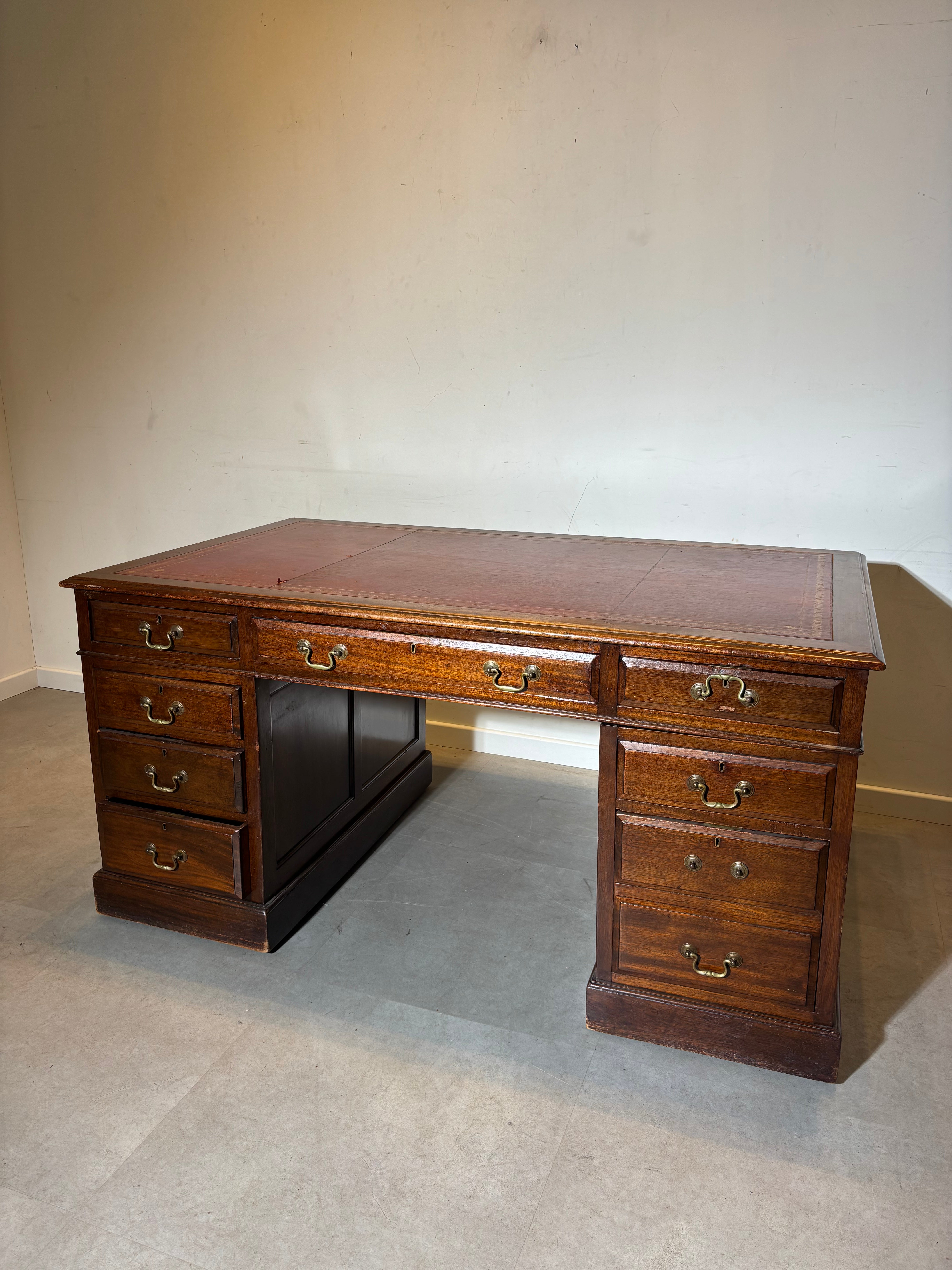 Antique Desk With Leather Surface