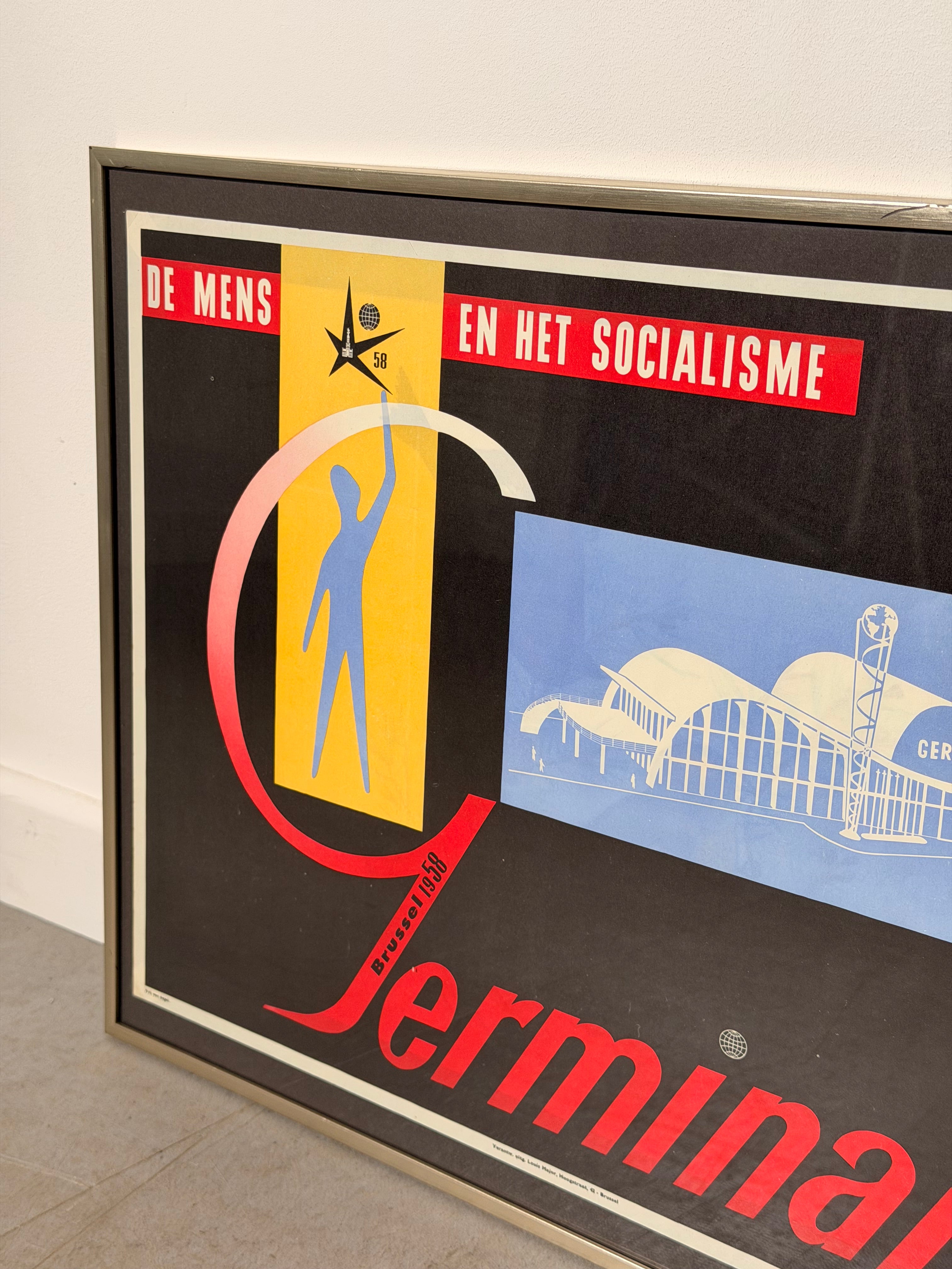 Original 1958 Expo 58 Germinal Poster De Mens en het Socialisme