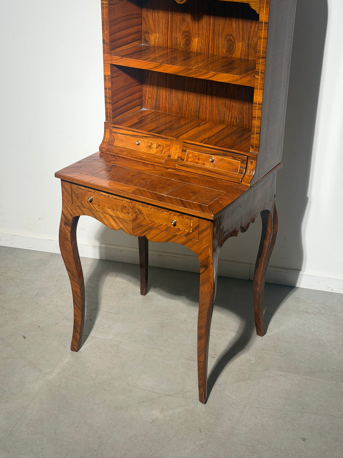 Antique English Marquetry Writing Desk / Secretary