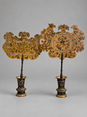 Pair of 19th-Century Fireplace Shields – Black & Gold