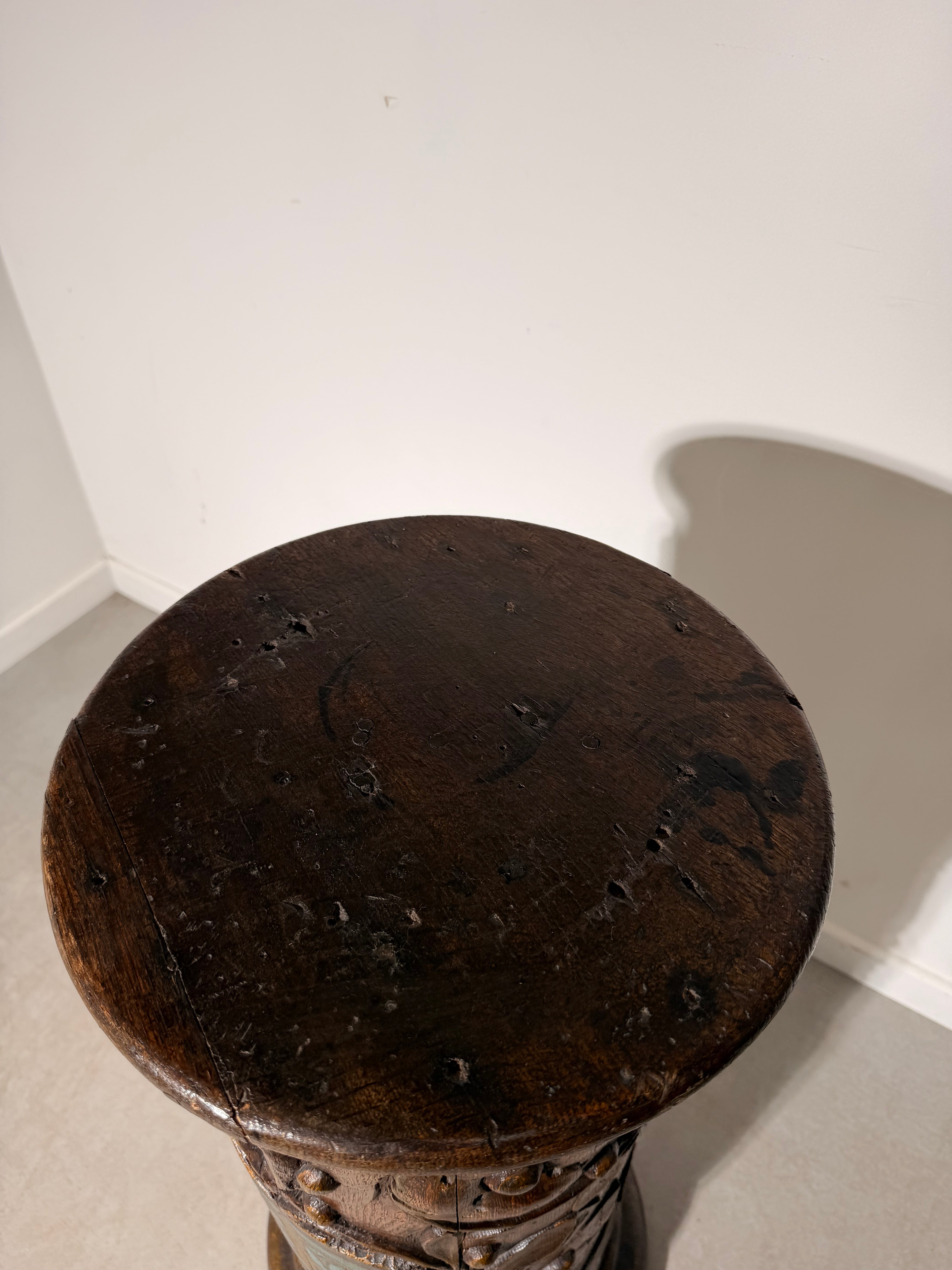 18th Century Carved Oak Heraldic Pedestal