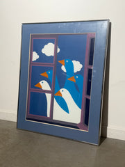 Signed Colour Lithograph with Geese – 63 × 80 cm