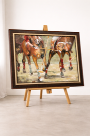 Sabine Nielsen – Monumental Polo Scene – Oil on Canvas – 120 x 100 cm (2001)