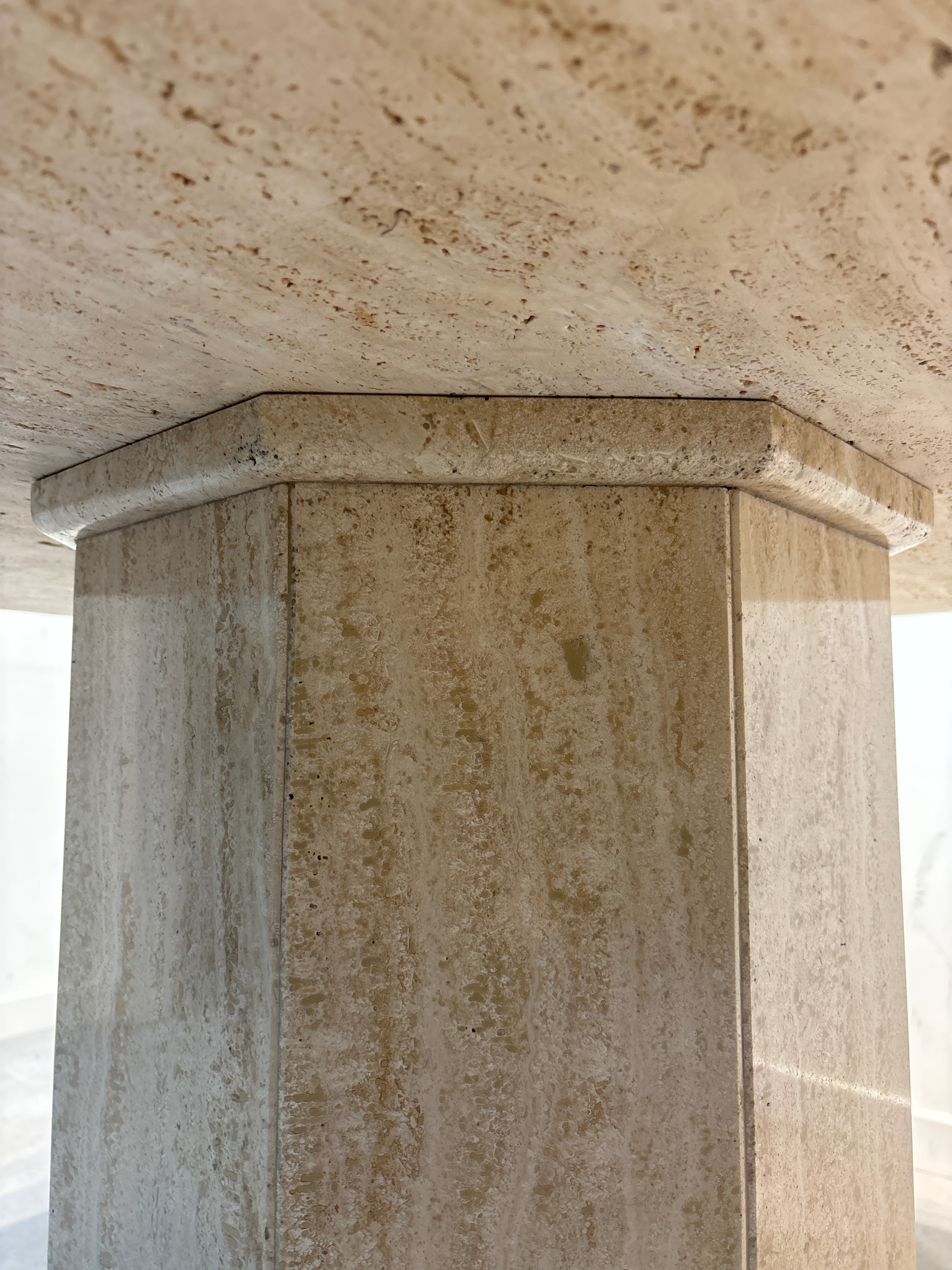 Vintage travertine octagonal dining table