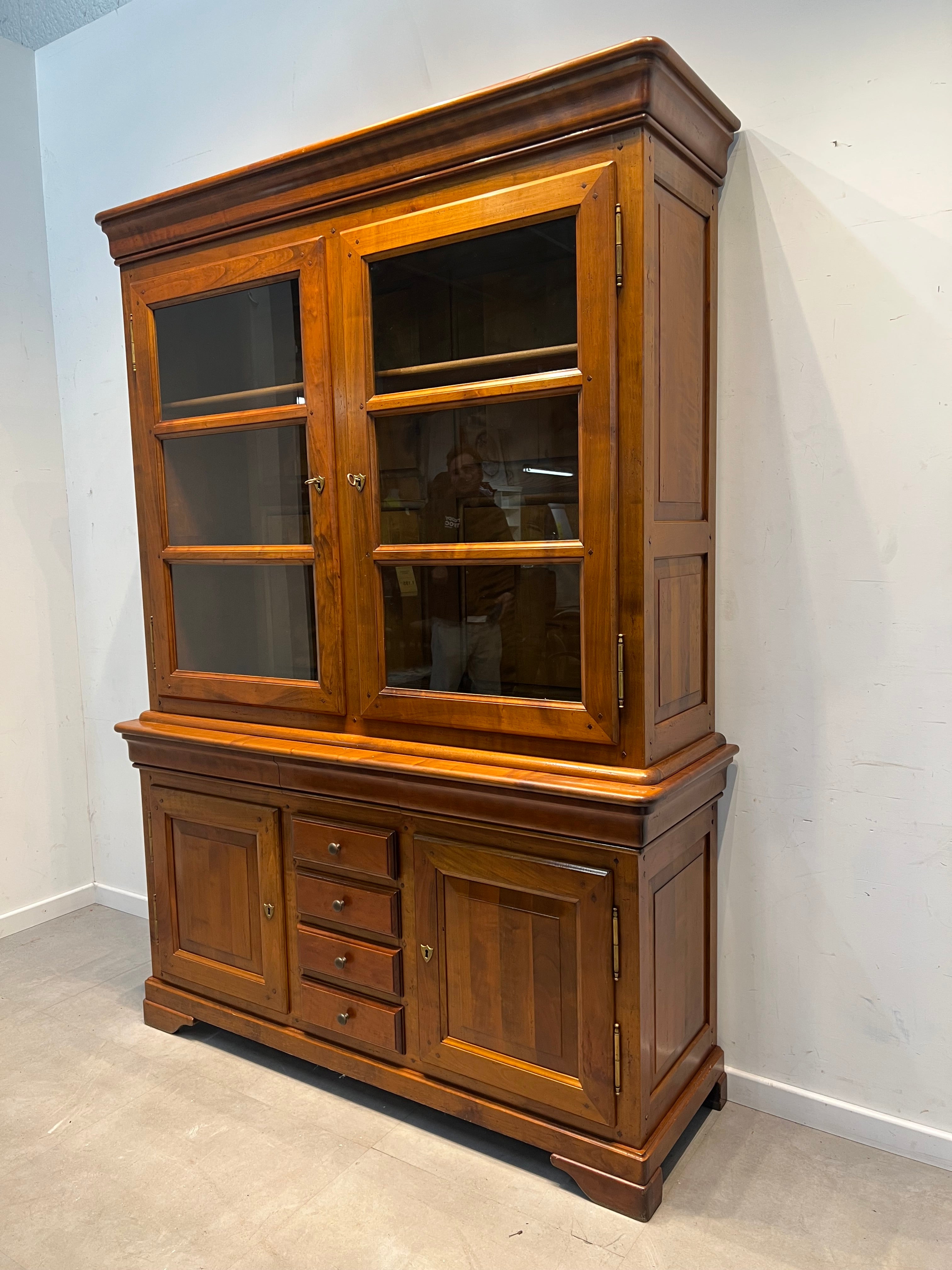 Vintage Cherrywood Two-Piece Cabinet