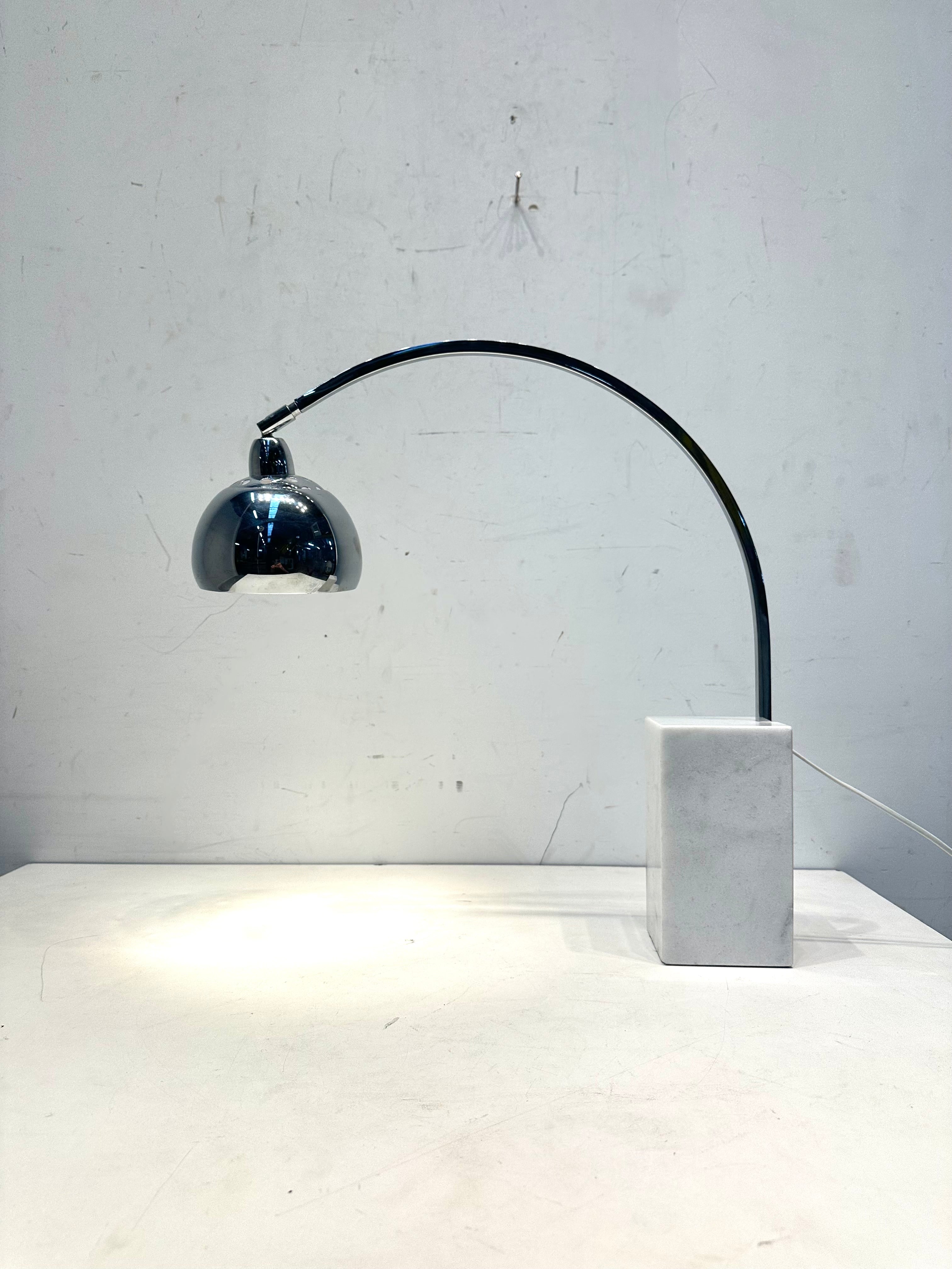 Vintage Chrome and Marble Table Lamp