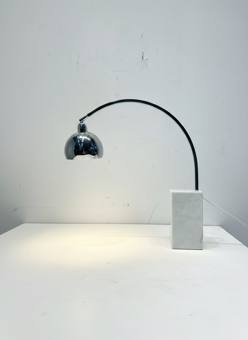 Vintage Chrome and Marble Table Lamp