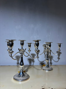 Pair of silver plated candleholders