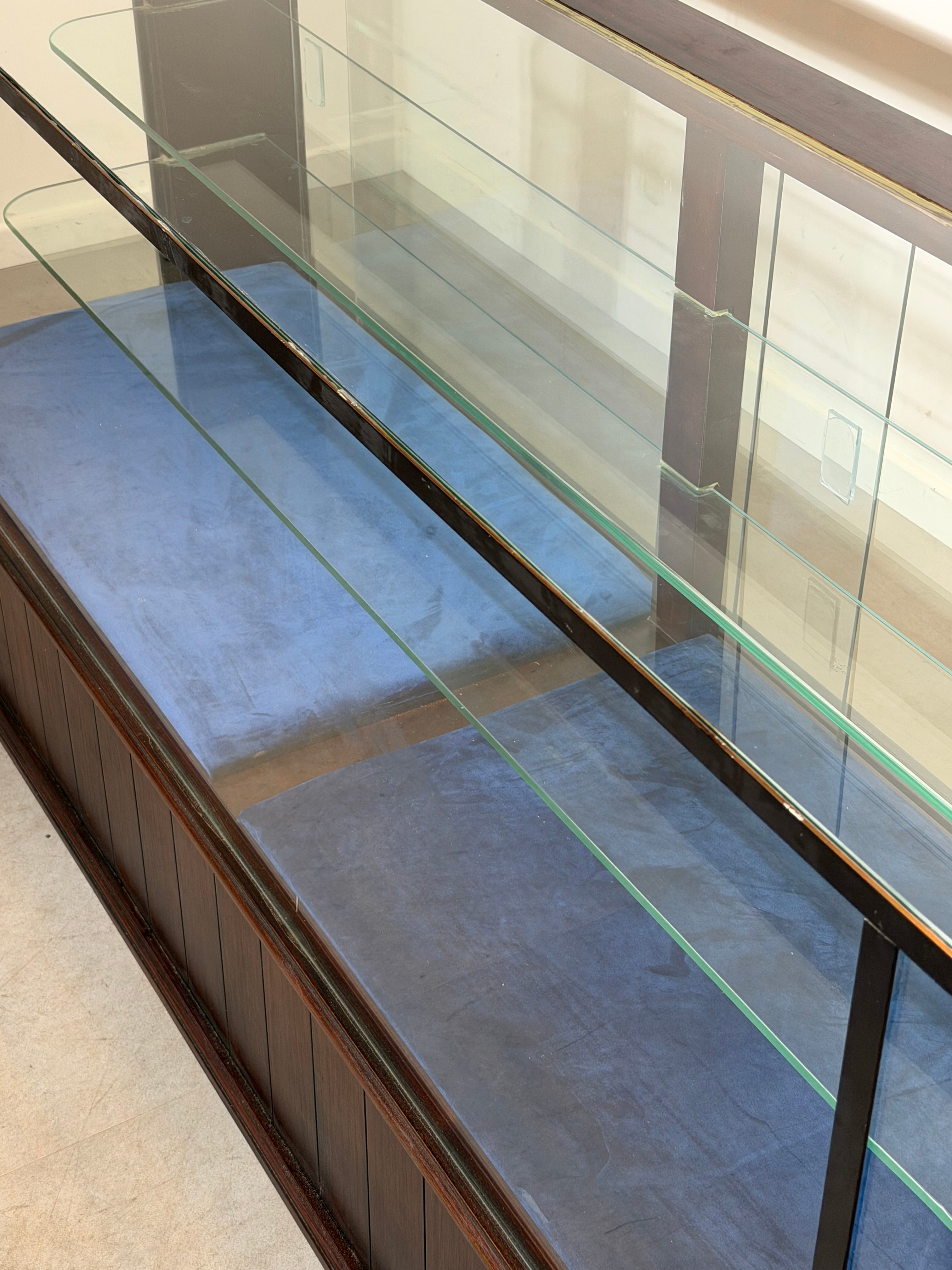 Mahogany Shop Display Cabinet with Sliding Glass Doors