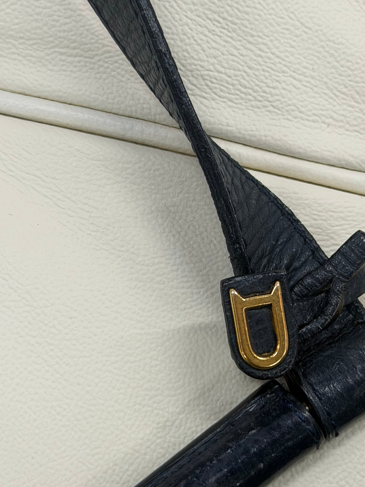 Delvaux Cerceau Navy Blue Leather Crossbody Bag – 31 × 25 cm
