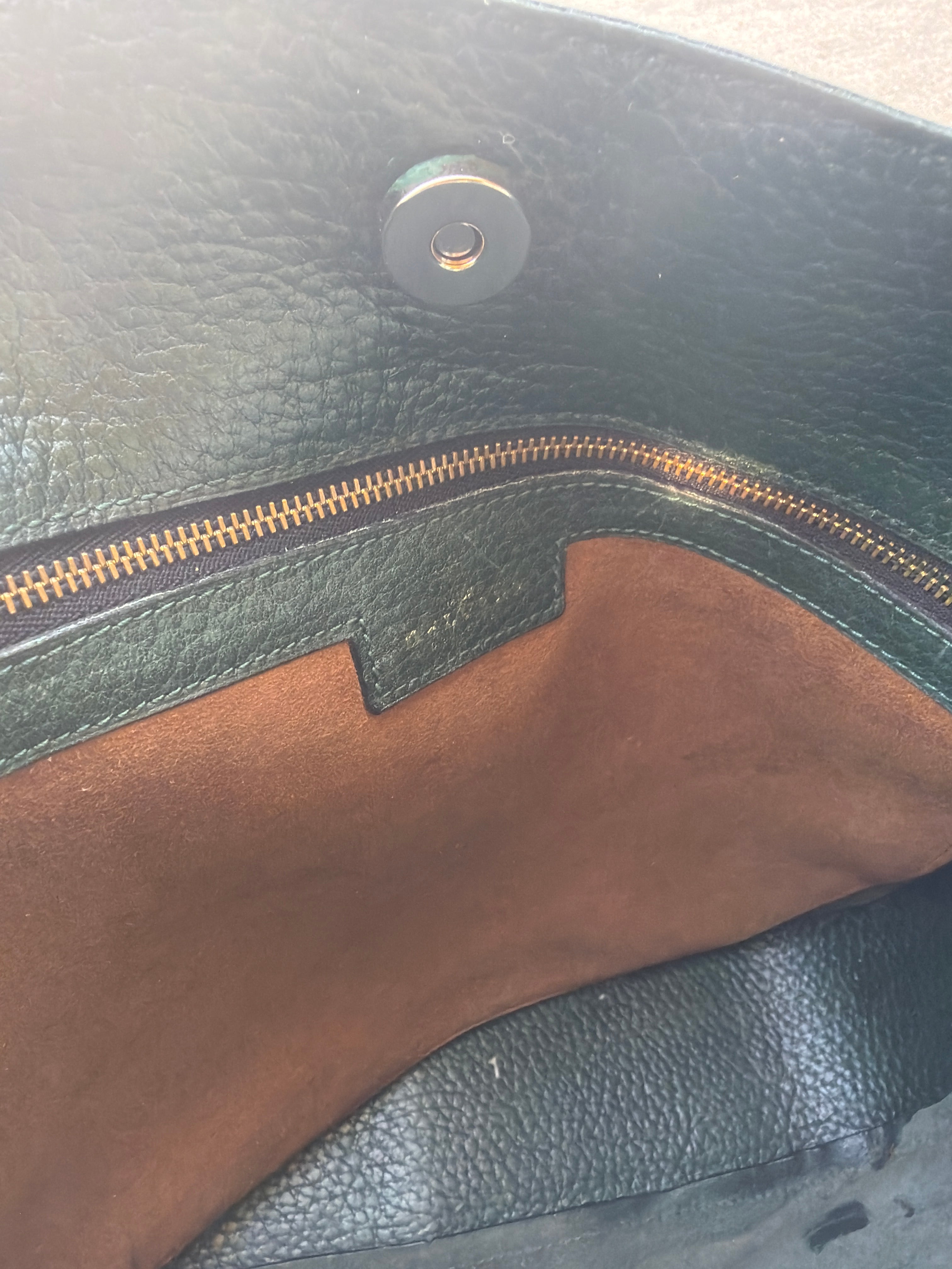 Delvaux “Souverain” Shoulder Bag – Green Leather – 32 x 25 cm
