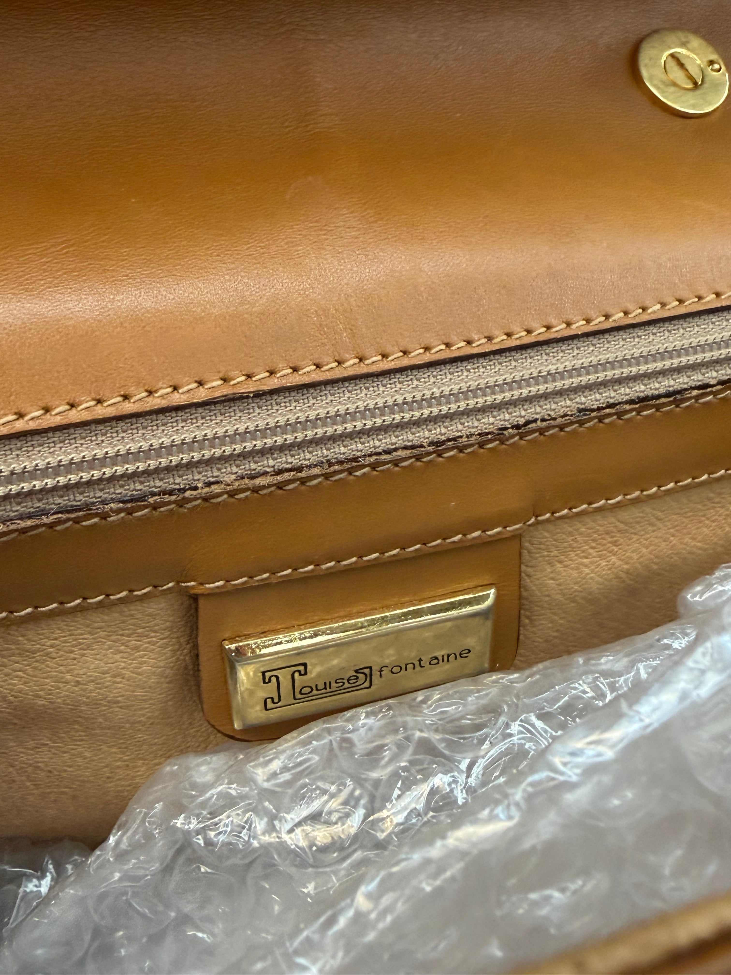 Louise Fontaine Vintage Handbag – Cognac Leather – 25 x 22 cm