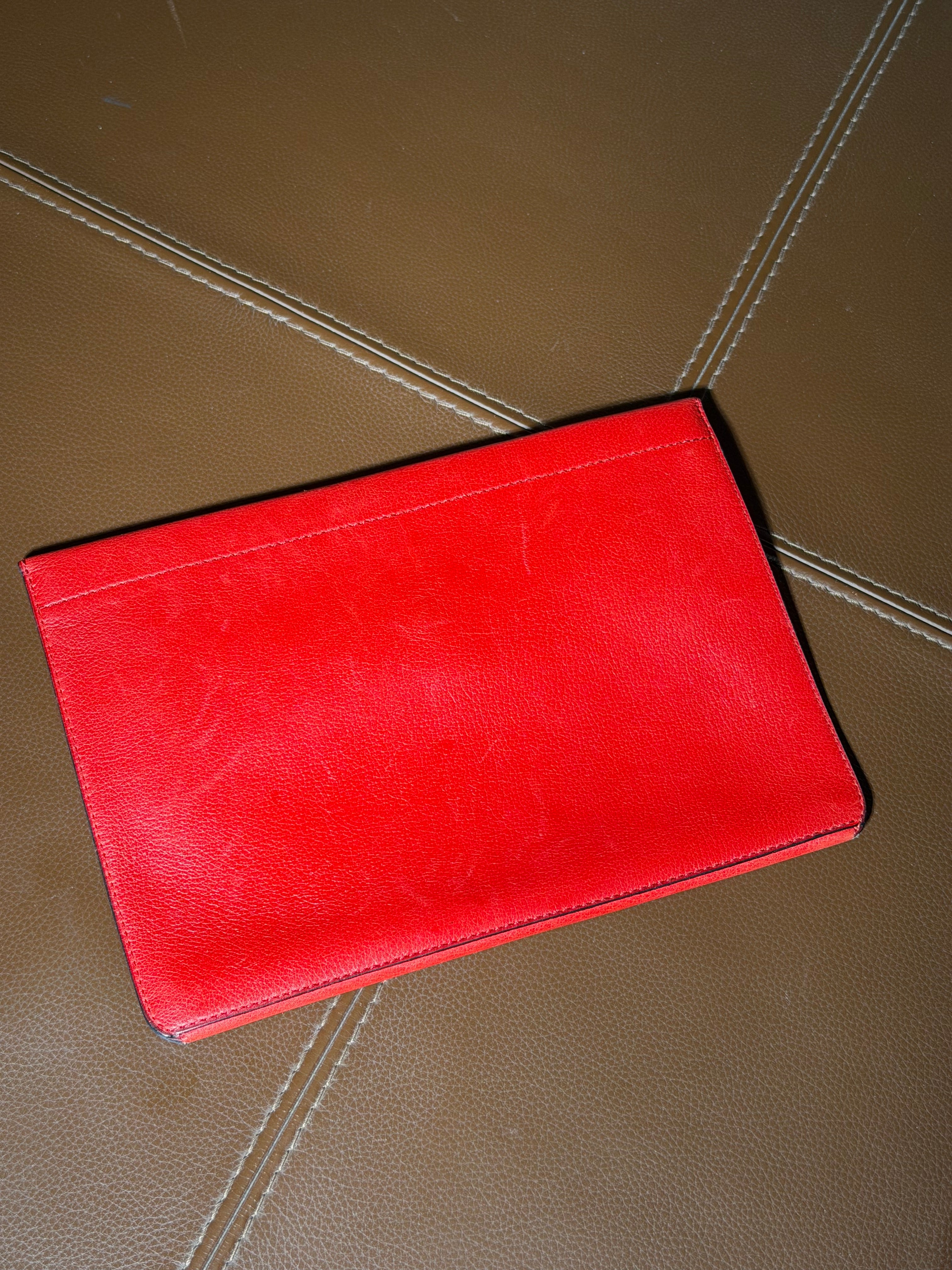 Vintage Delvaux Fusée Envelope Clutch – Red Leather