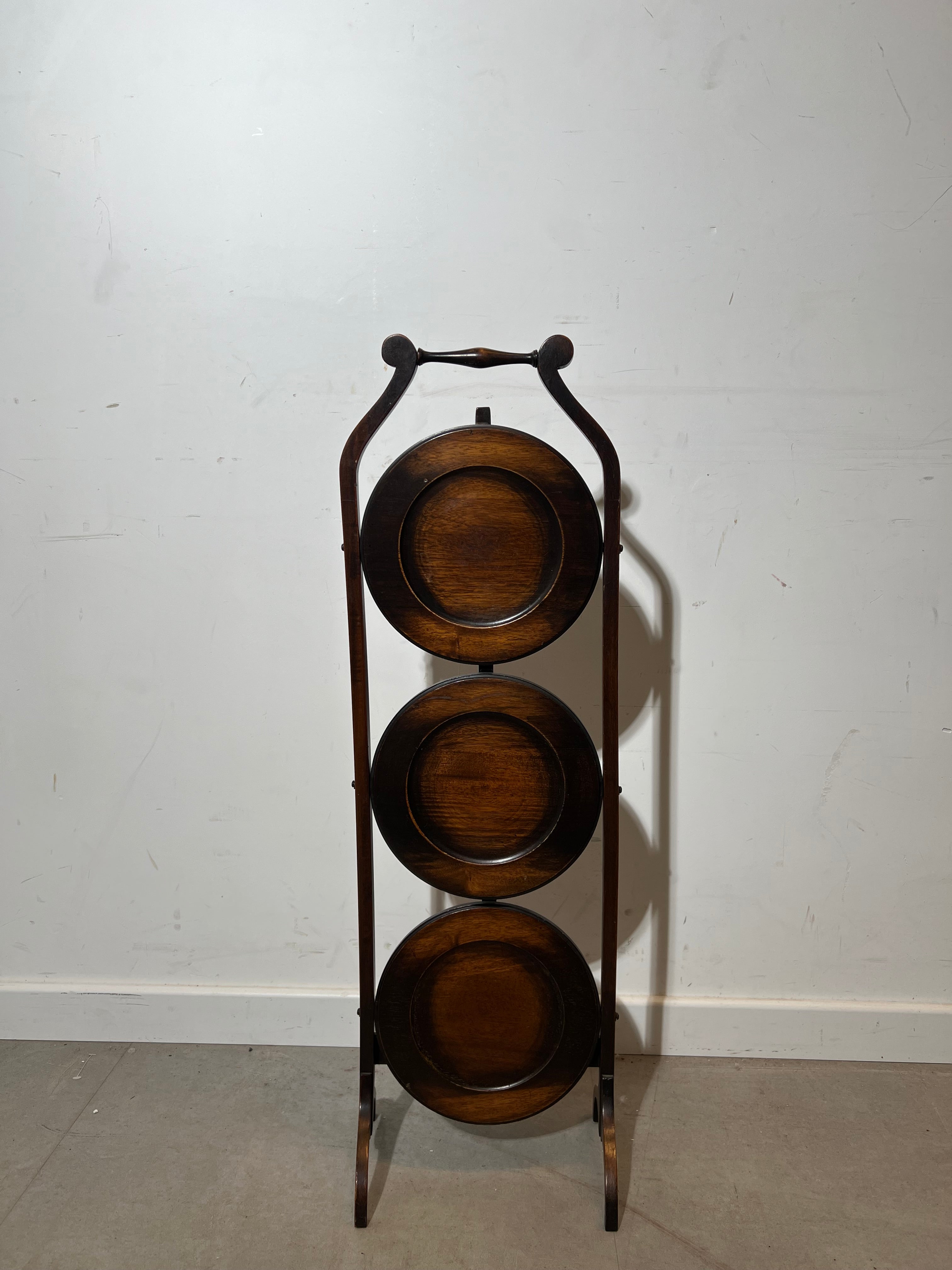 Vintage Folding Three-Tier Tray Stand