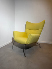 High-Back Lounge Chair in Fresh Yellow Fabric