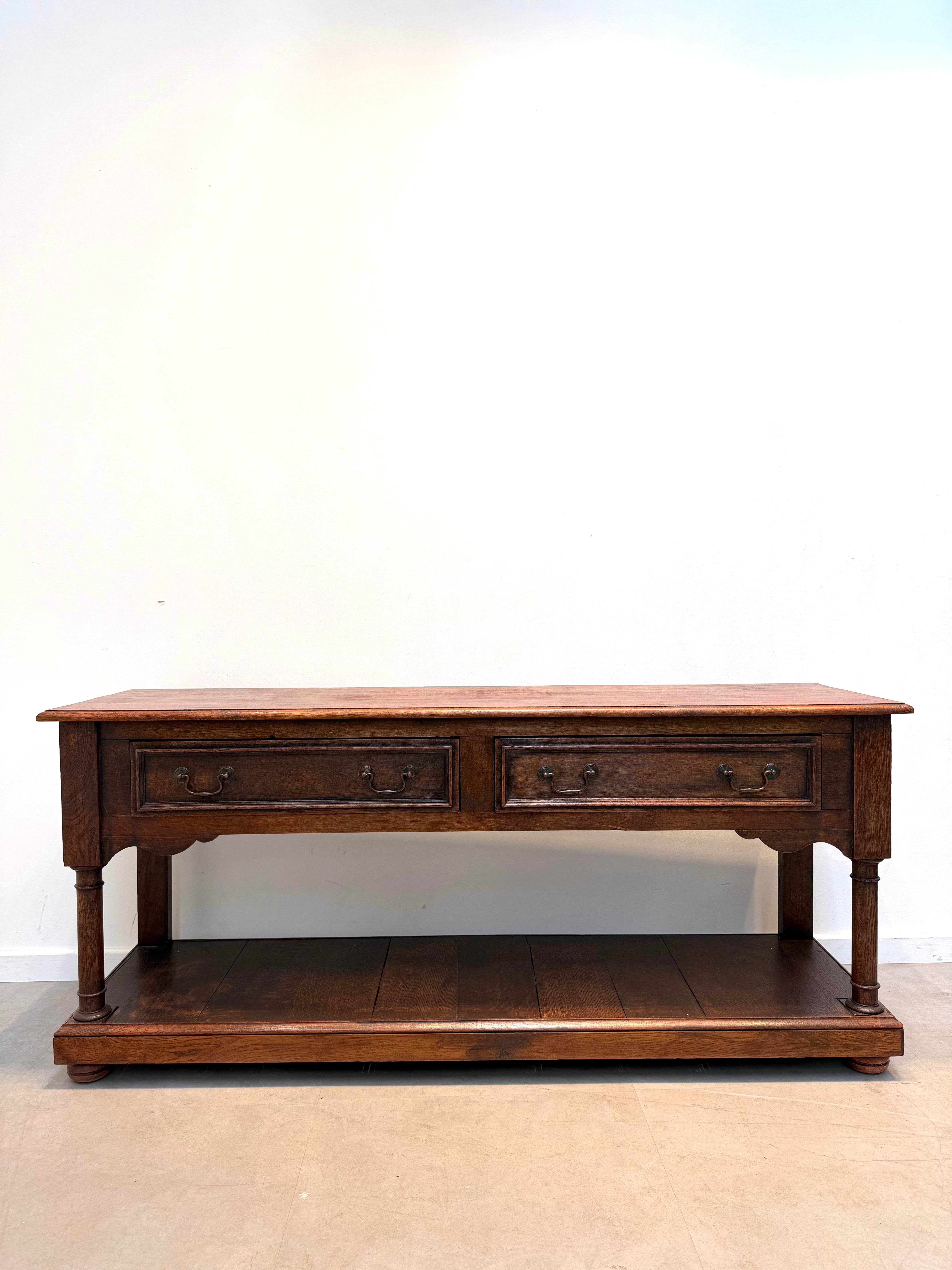 Antique Oak Console Table / Server with Drawers
