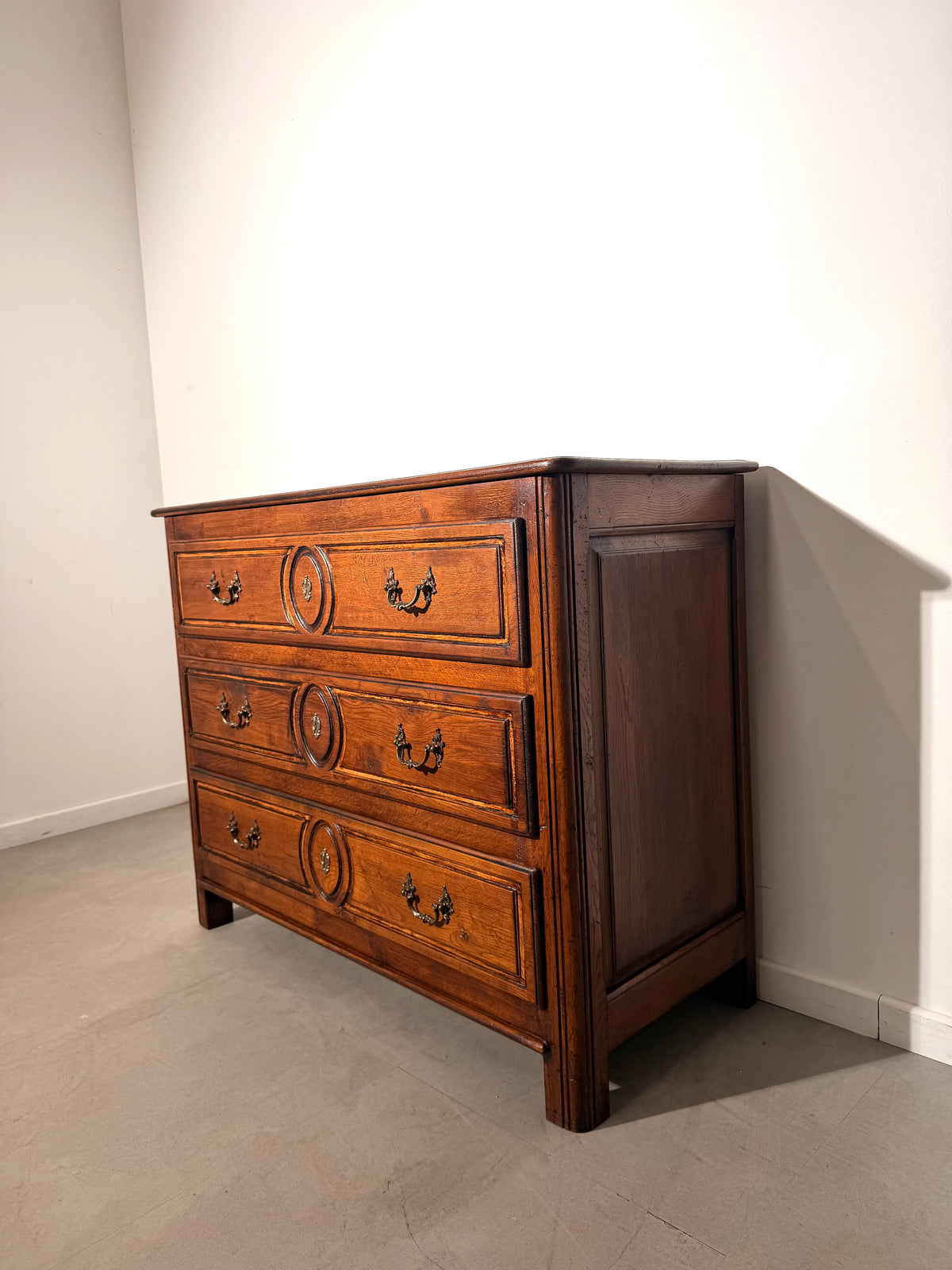 Antique Oak Three-Drawer Chest of Drawers