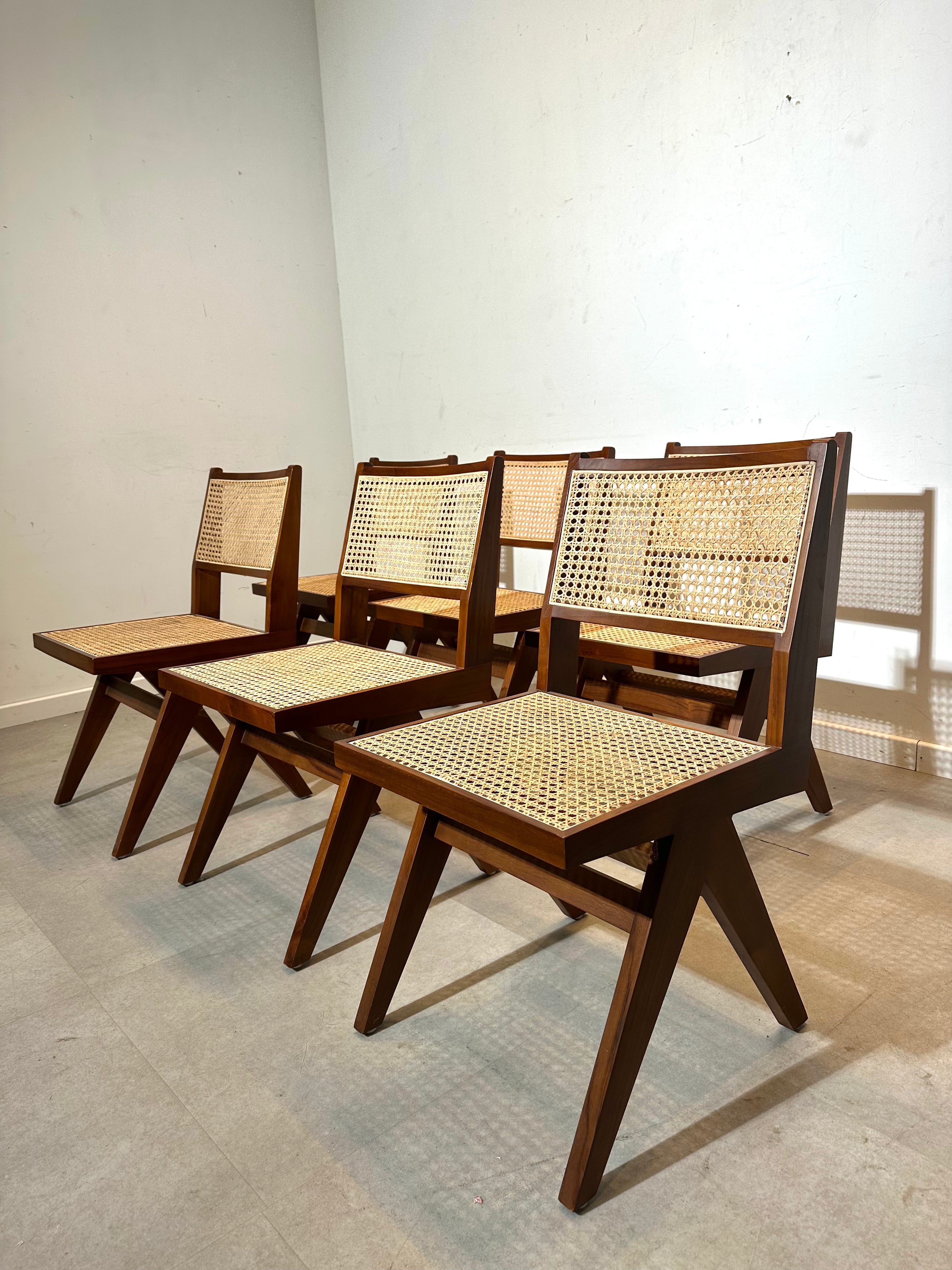 Chaise de salle à manger en teck « rotin »