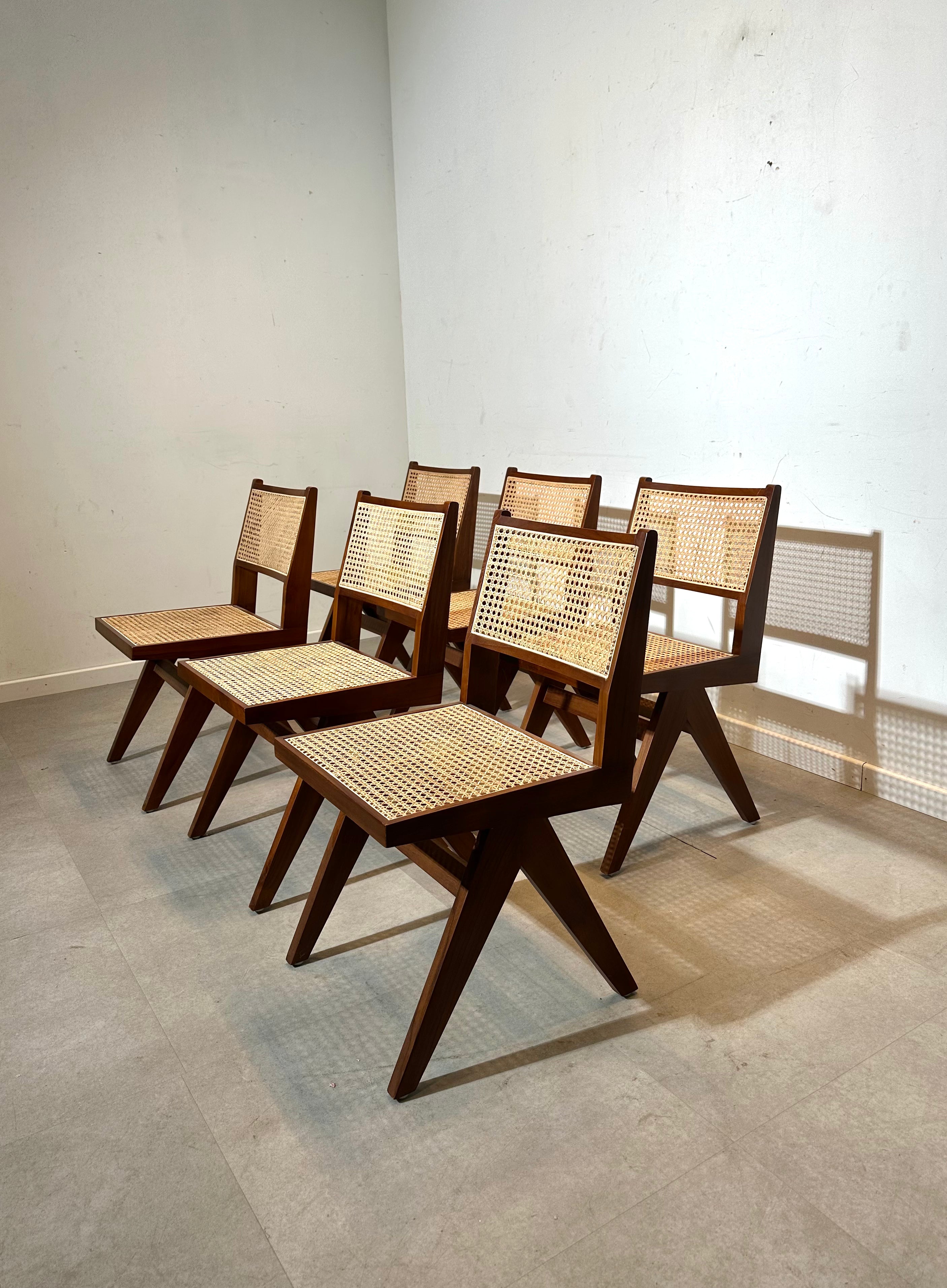 Chaise de salle à manger en teck « rotin »