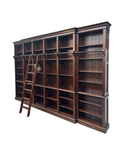 Large Mahogany Library Bookcase with Ladder – 420 x 270 cm