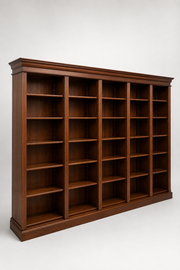 Large Solid Elm Wood Library Bookcase – 330 x 230 x 43 cm