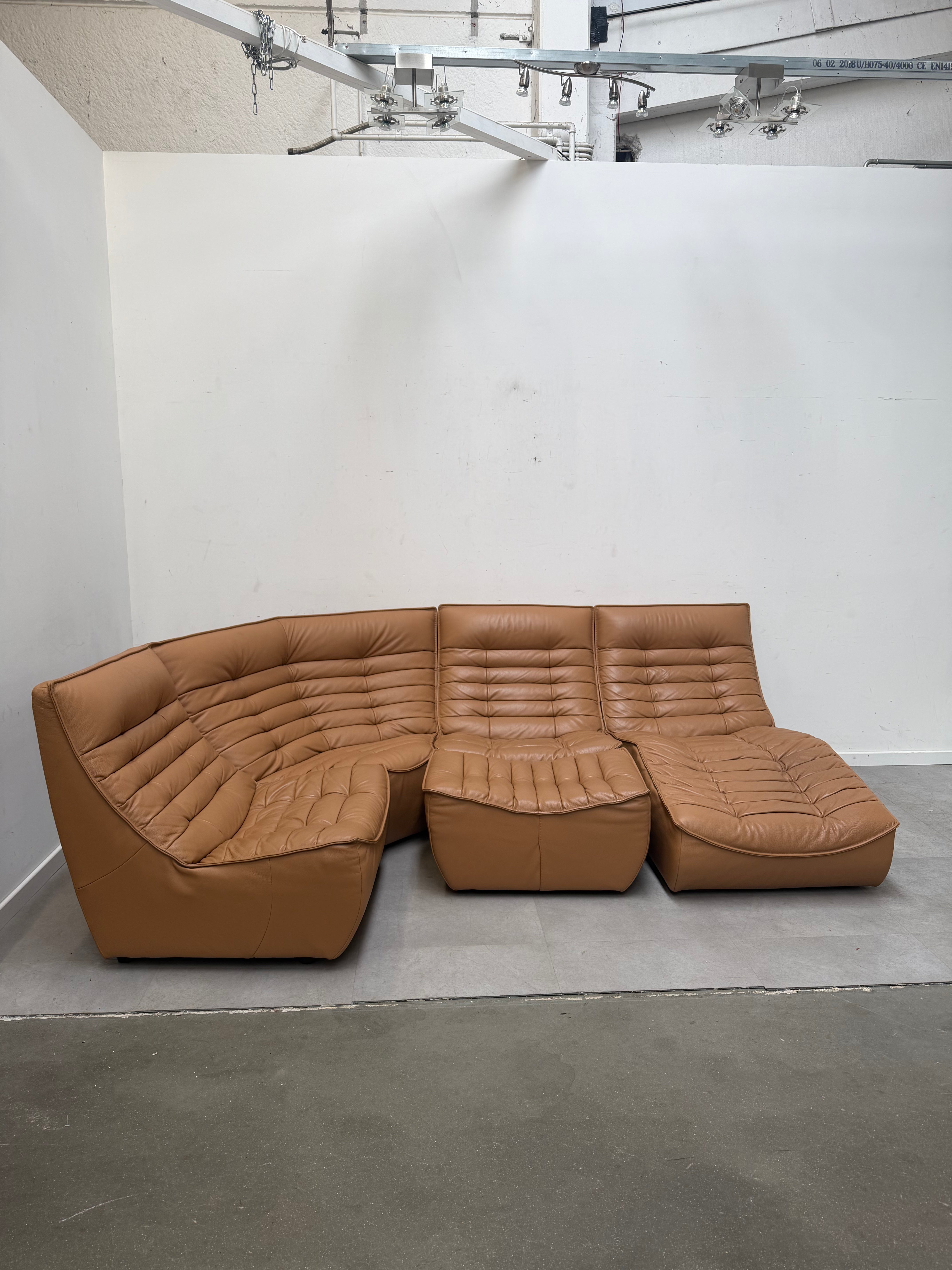 Italiaanse modulaire leren bank – Camelbruin