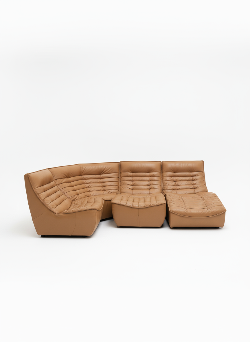 Italiaanse modulaire leren bank – Camelbruin