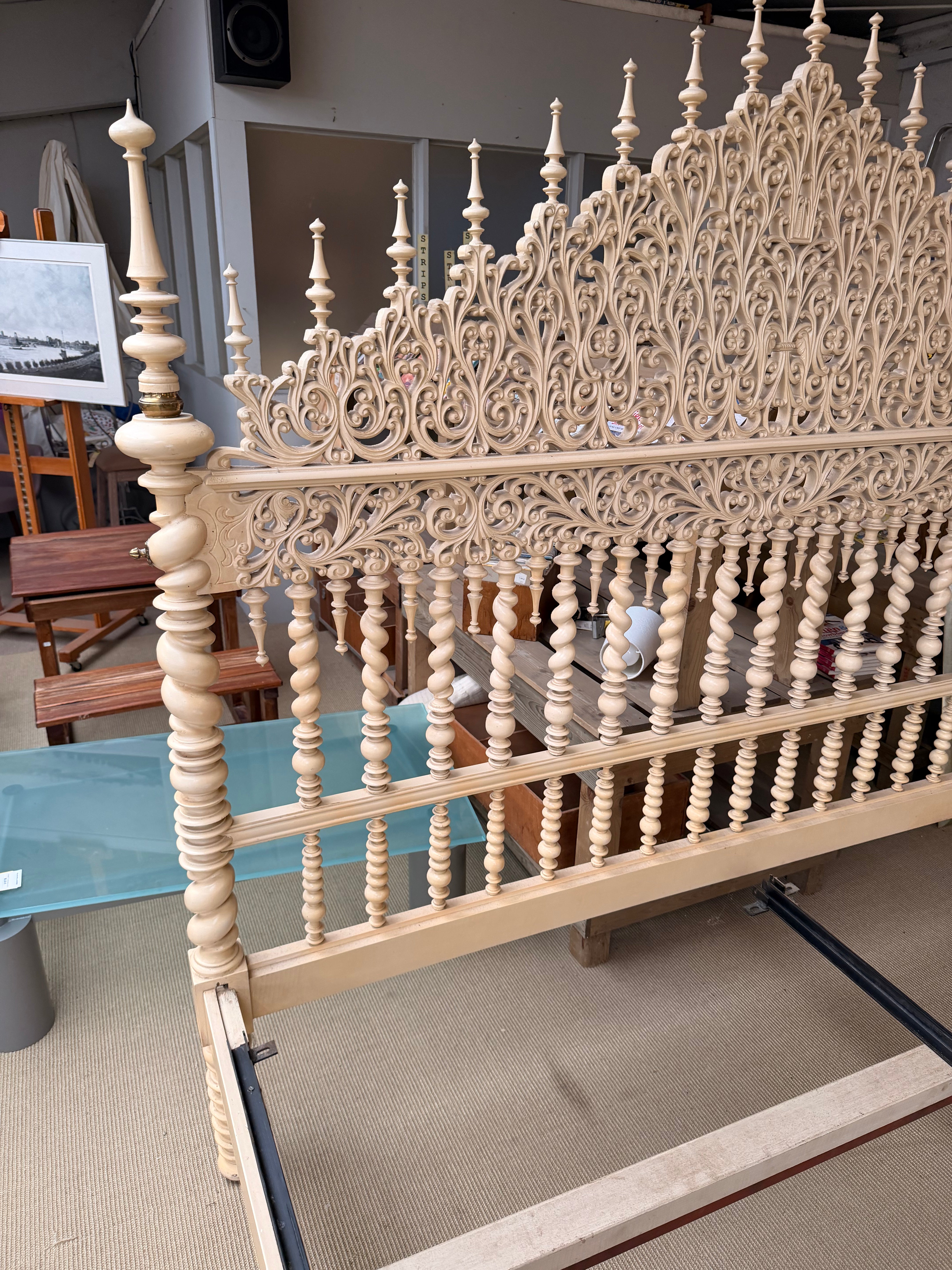 Ornate Hand-Carved Four Poster Bed