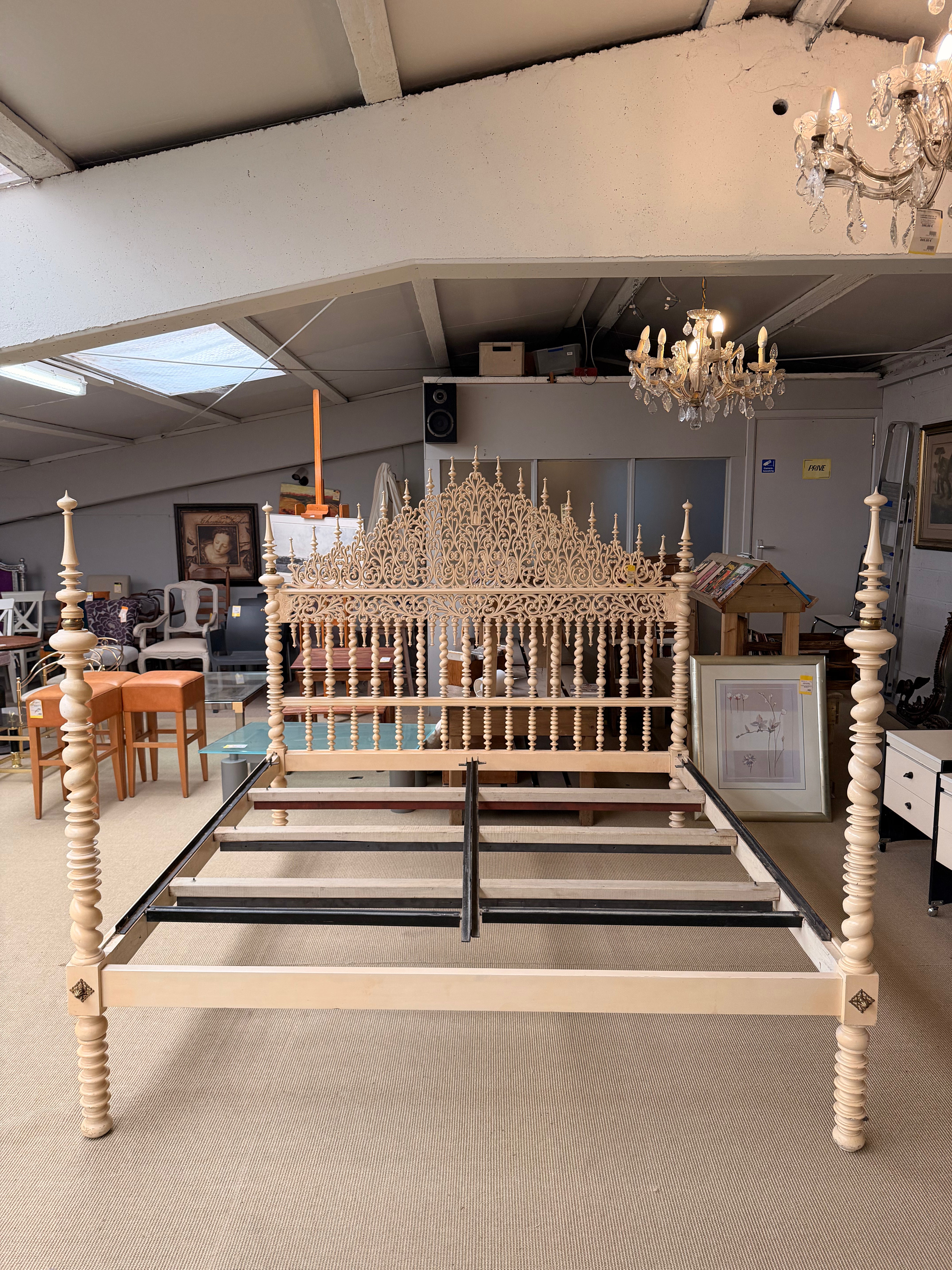 Ornate Hand-Carved Four Poster Bed