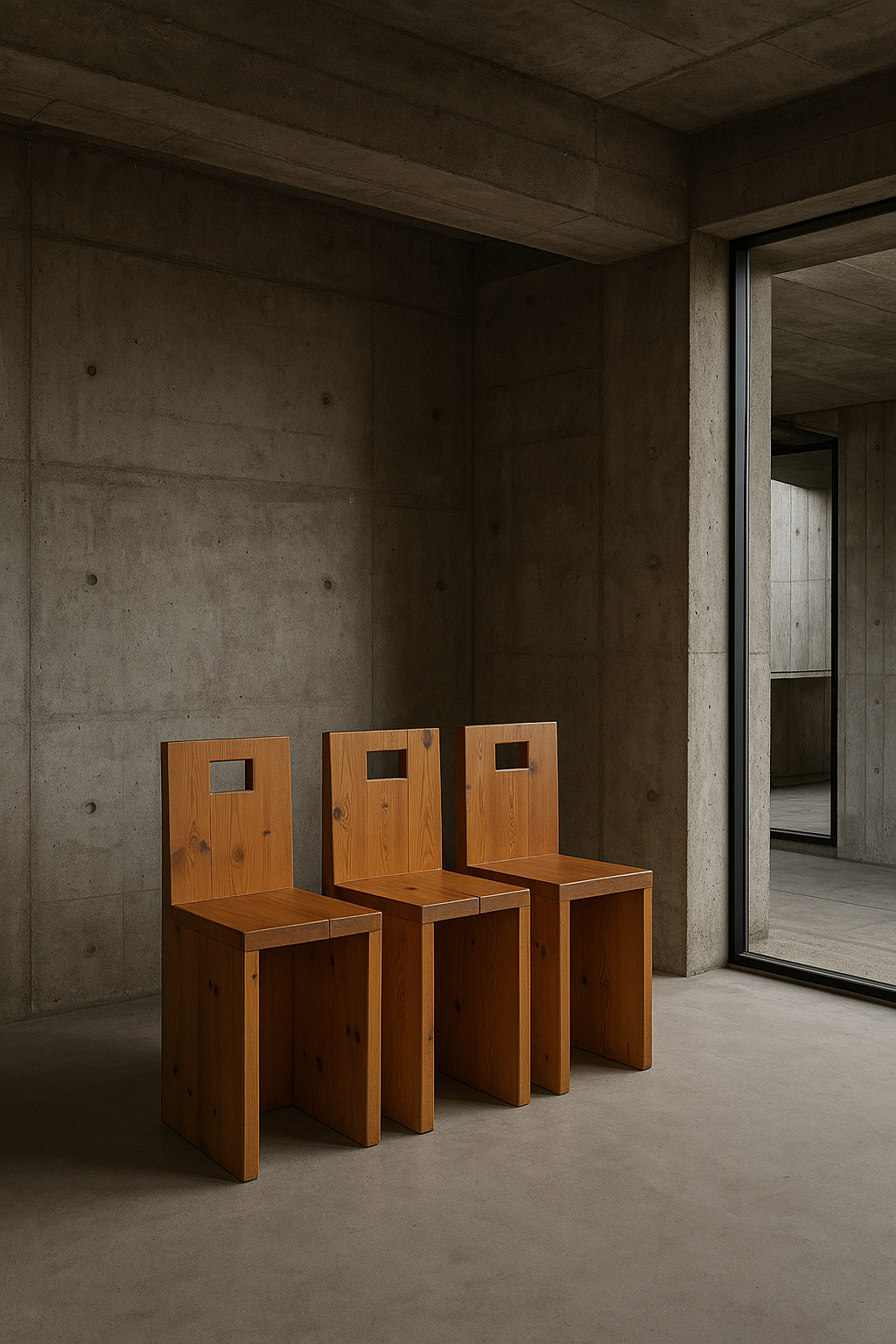 Set of 3 Brutalist Bar Stools, 1970s
