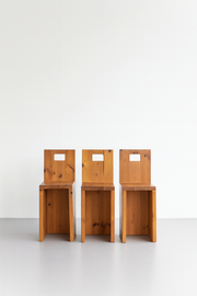 Set of 3 Brutalist Bar Stools, 1970s