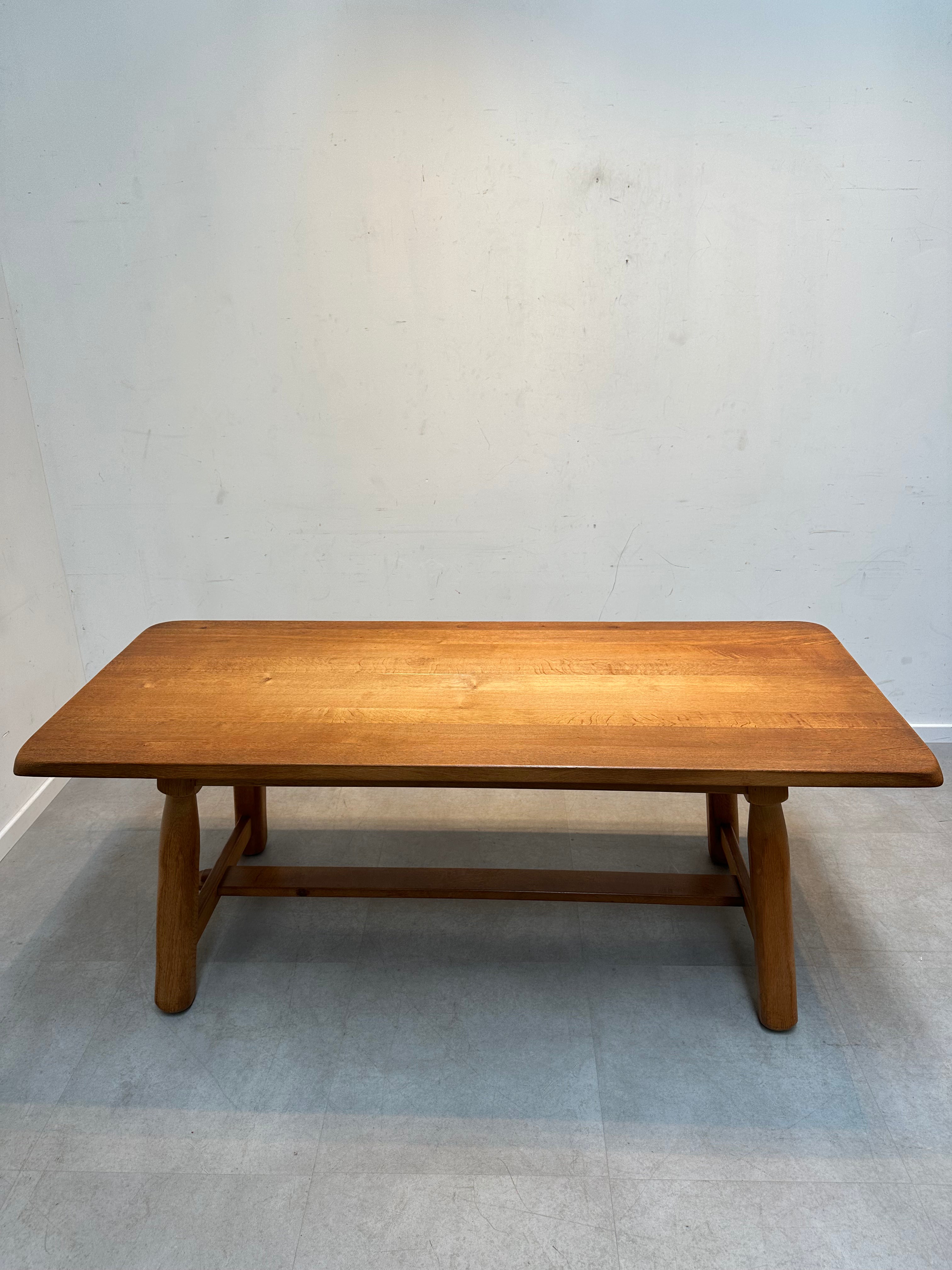 Brutalist oak dining table with 6 chairs