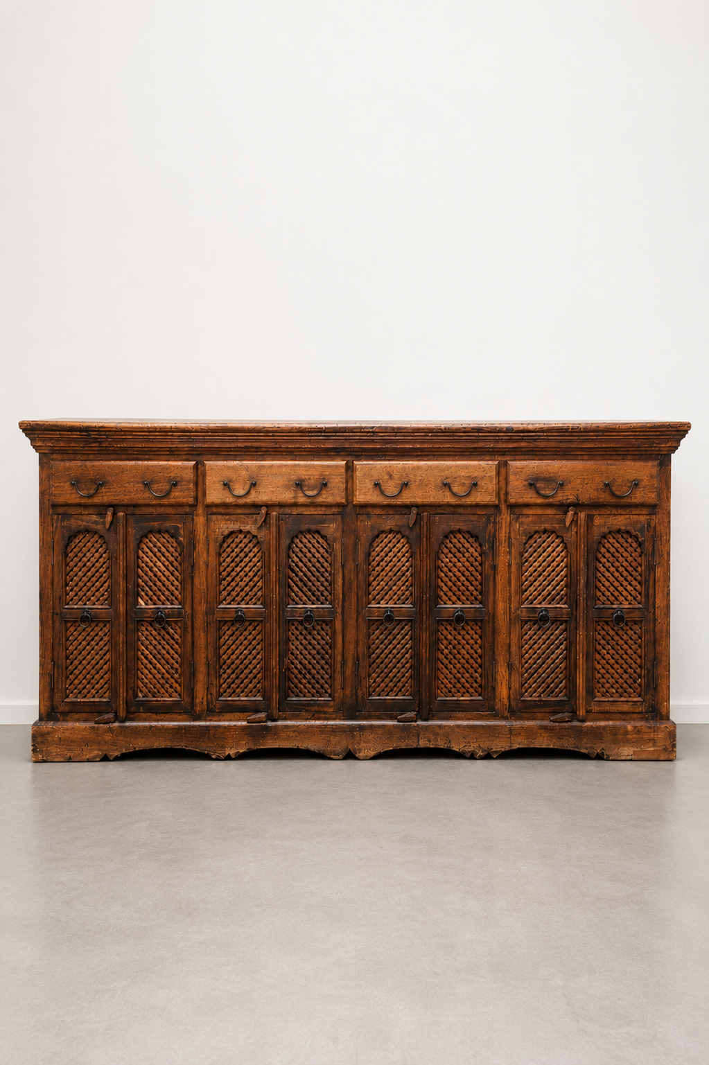Antique Indian Sideboard with Lattice Doors