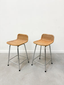 Pair of vintage ratan bar stools