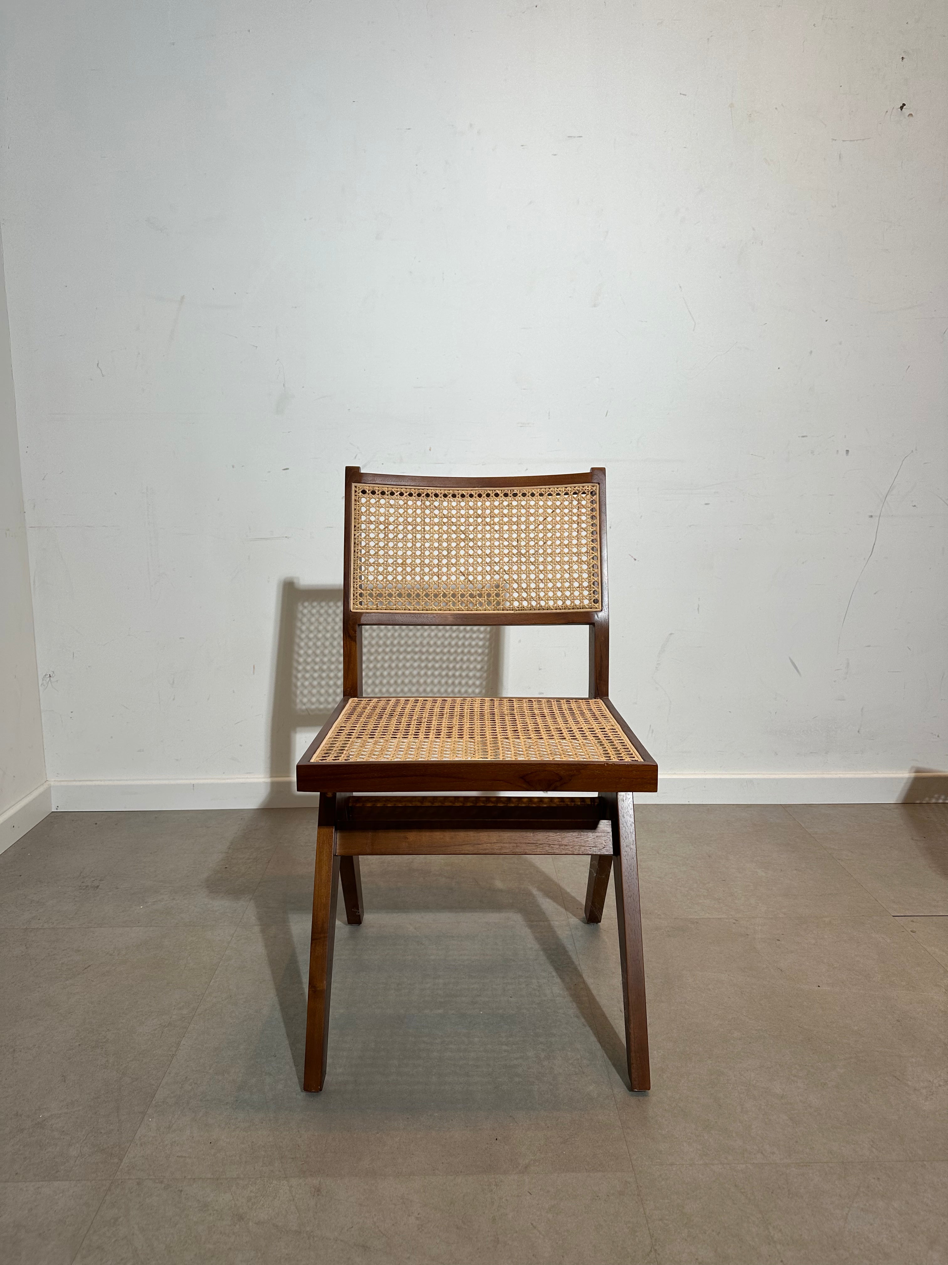 Chaise de salle à manger en teck « rotin »