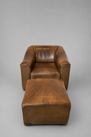 De Sede DS-47 Vintage Neck Leather Lounge Chair with Ottoman