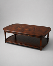 Large French Style Parquetry Coffee Table with Drawers