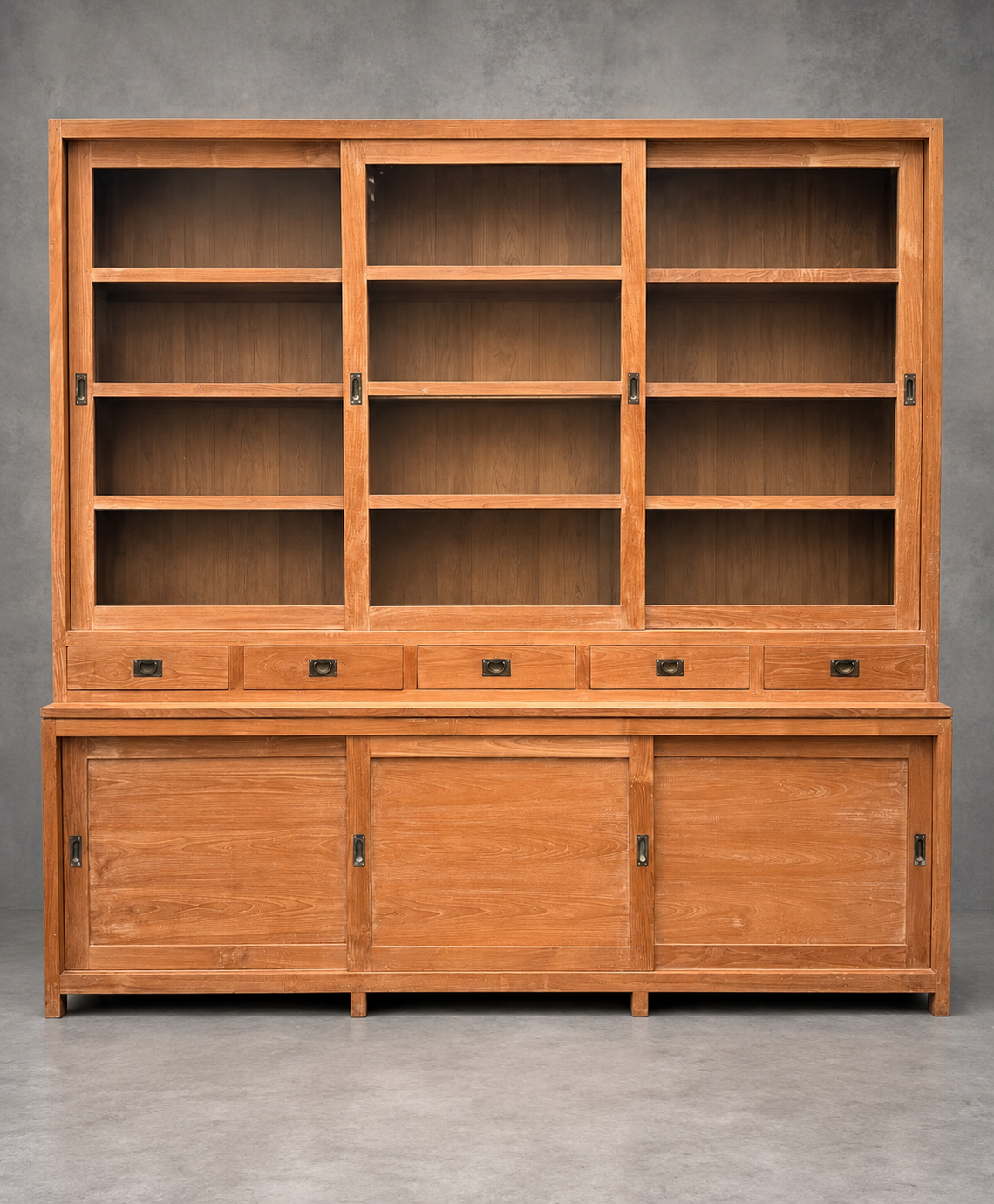 Large Teak Display & Storage Cabinet
