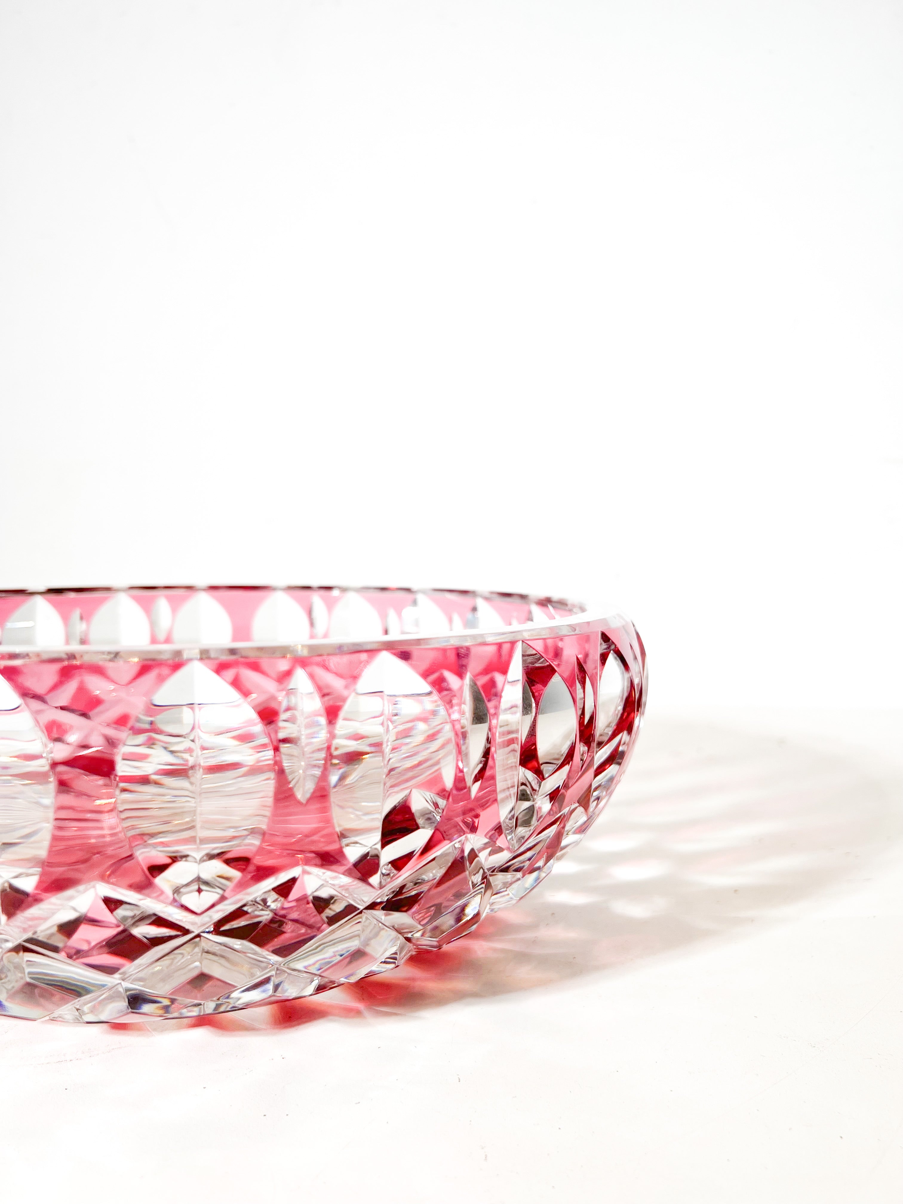 Val Saint Lambert Cut Crystal Bowl – Ruby Overlay