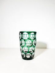 Val Saint Lambert Cut Crystal Vase – Emerald Green Overlay