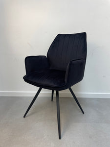 Velvet black armchair rotatable