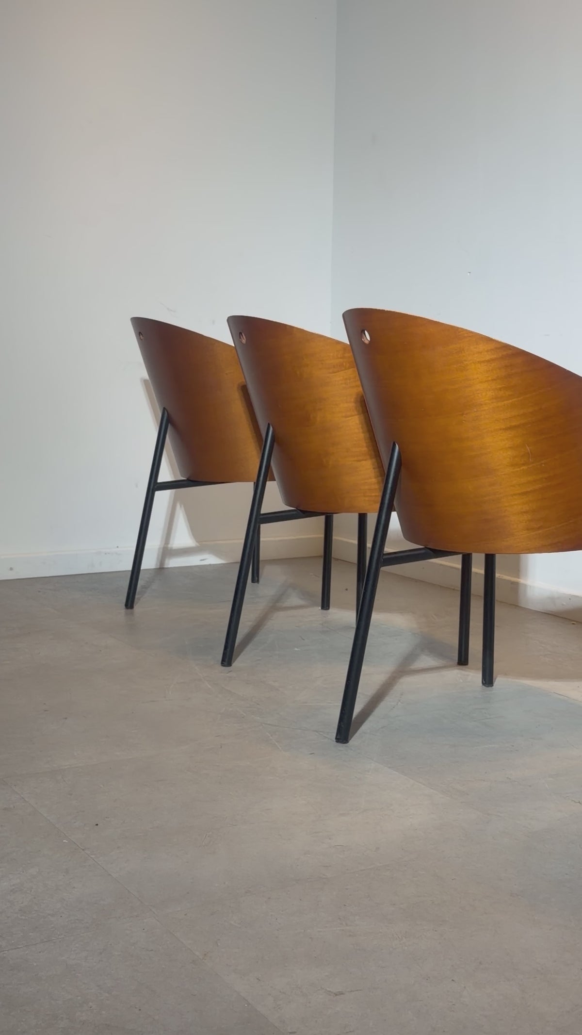 Load video: Set of Six Original Costes Chairs by Philippe Starck for Driade