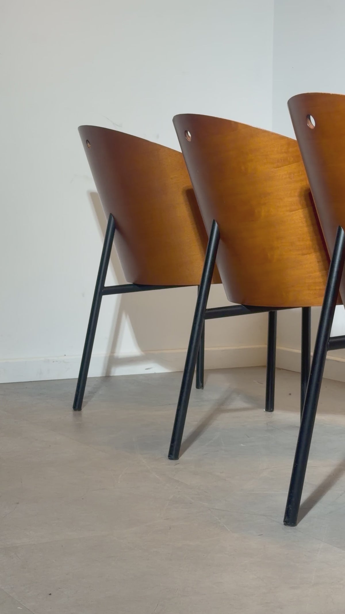 Load video: Set of Six Original Costes Chairs by Philippe Starck for Driade