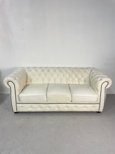3 + 2 Chesterfield White Leather