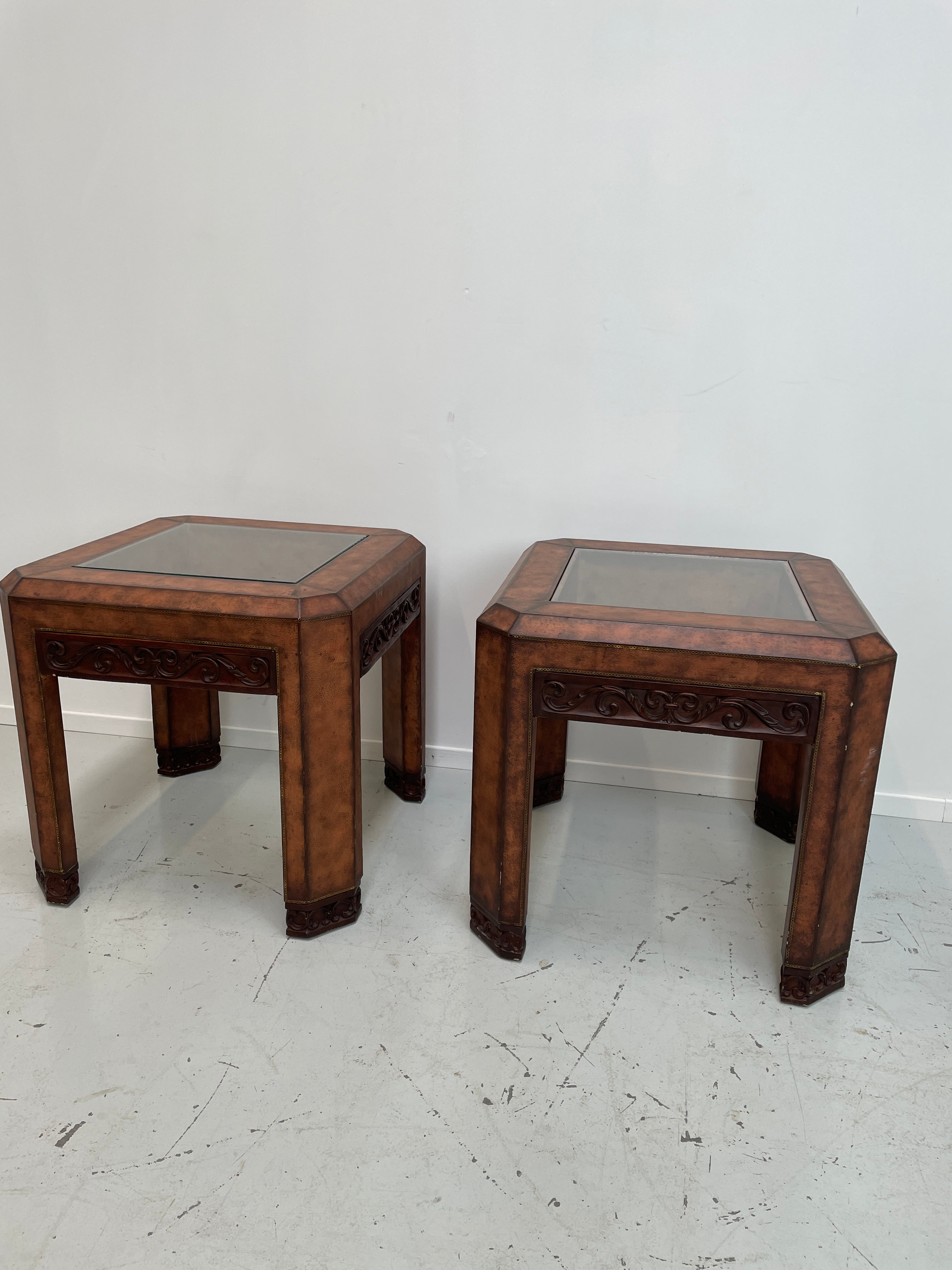 Pair of Leather Sidetables