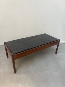 Vintage teak & slate coffee table