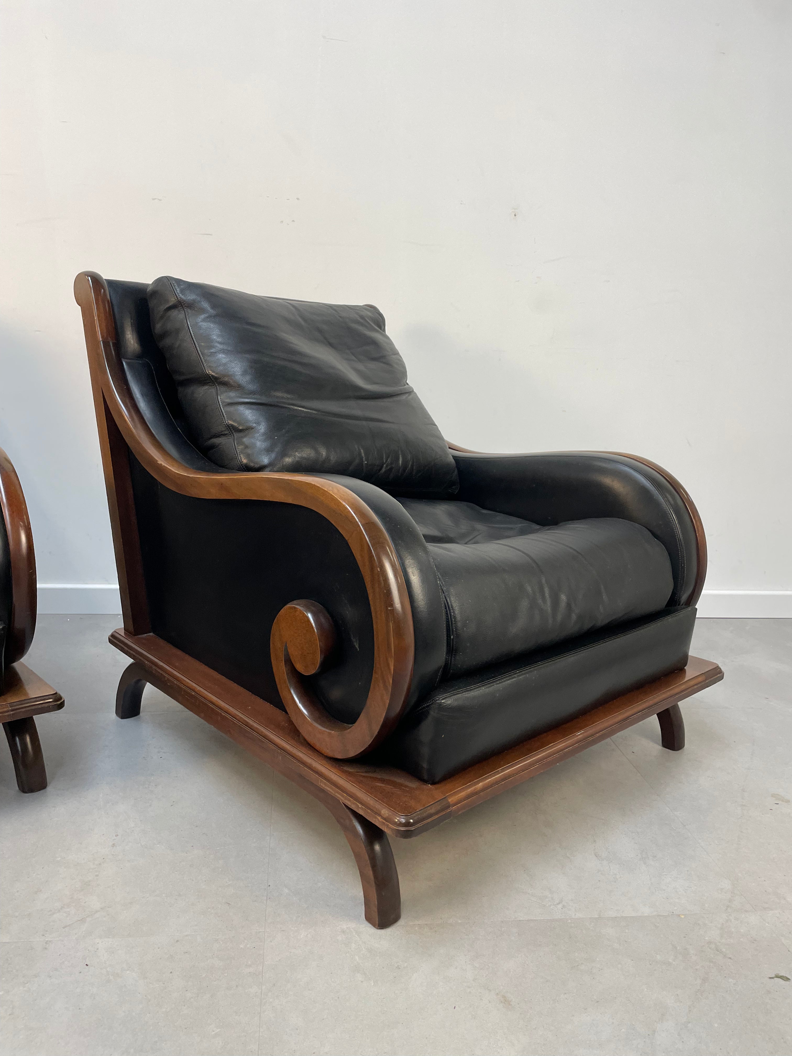 Leather curly relaxchair
